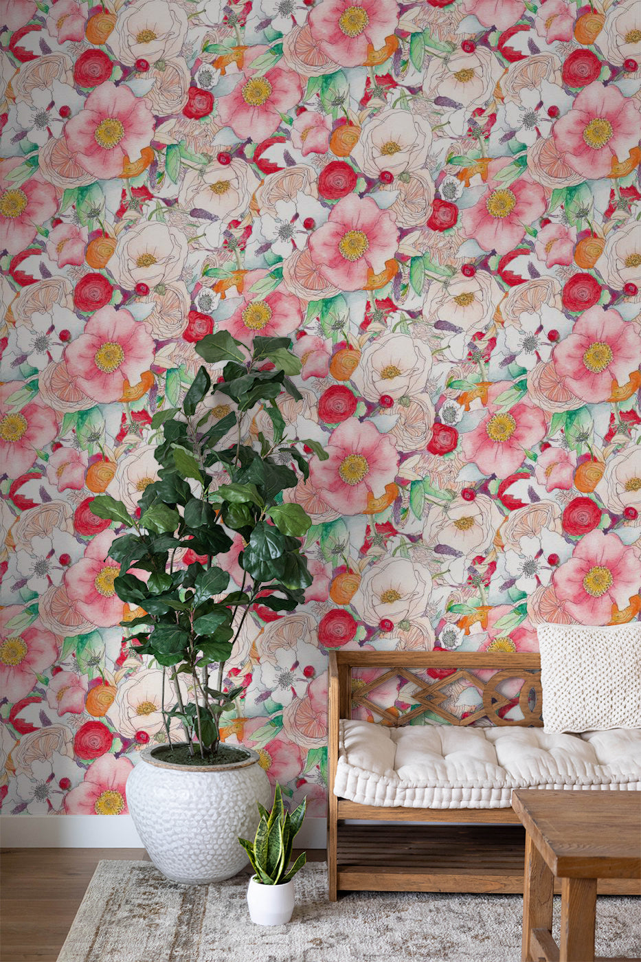 Floral Reverie Wallpaper, red - Tampa Home & Garden Store
