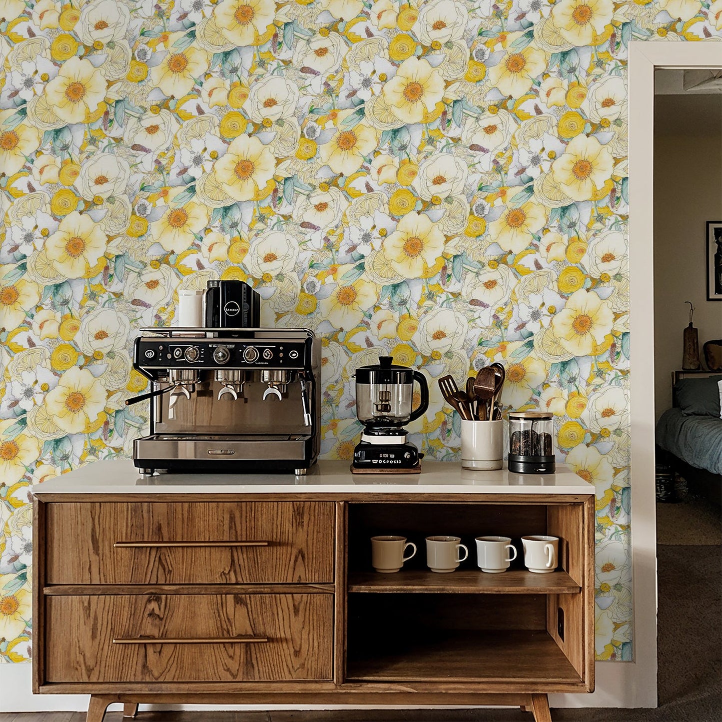 Floral Reverie Wallpaper, yellow - Tampa Home & Garden Store