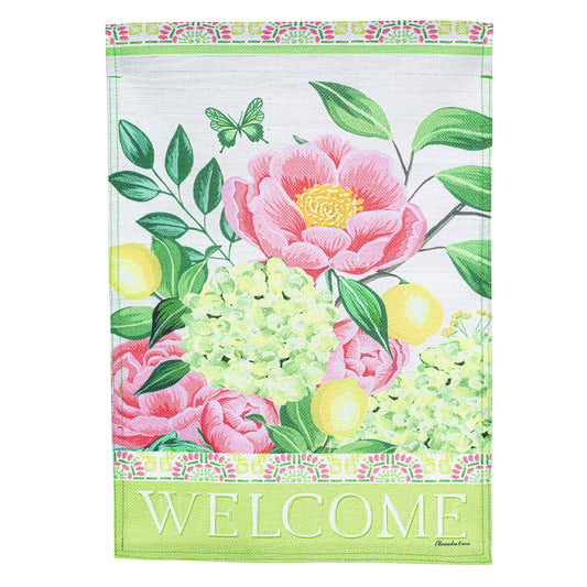 Floral Welcome Burlap Garden Flag - Tampa Home & Garden Store