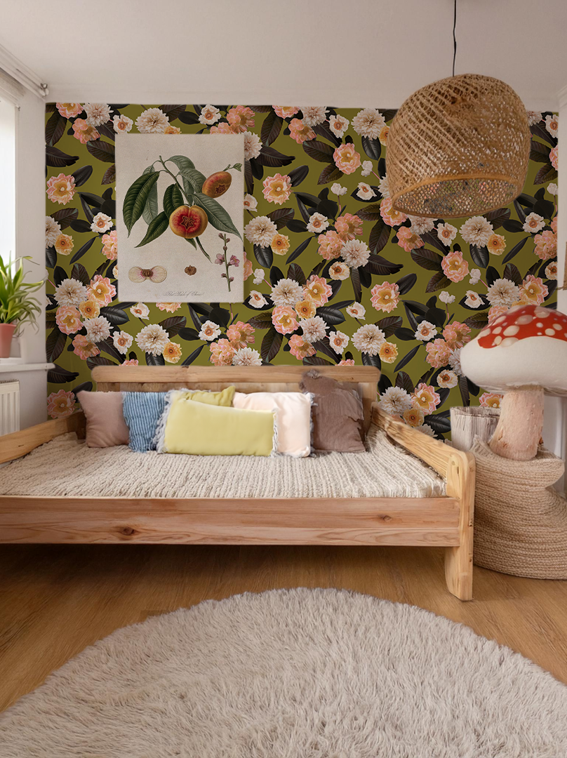 Flower Party Wallpaper, green - Tampa Home & Garden Store