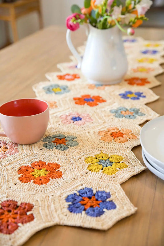 Flower Table Runner, Multicolor Raffia Tabletop - Tampa Home & Garden Store
