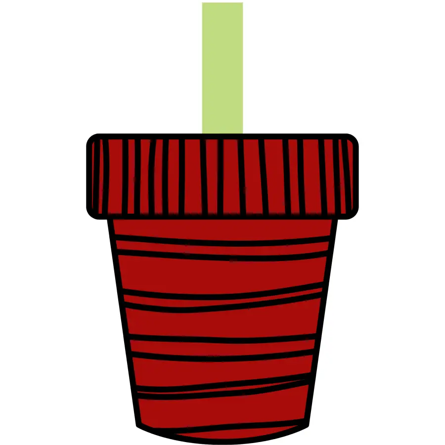 Door hanger flower pot illustration in red terracotta with lime green stem on Tampa Home & Garden Store