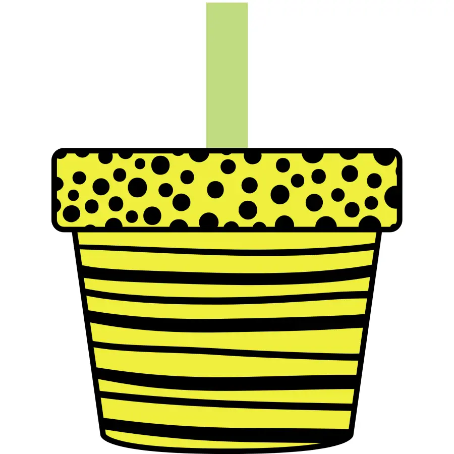 Door Hanger Flower Wreath Attachment pot sign yellow striped pot with dotted rim and green stem on Tampa Home & Garden Store