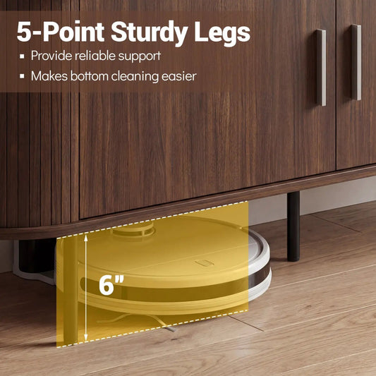 Fluted mid-century TV stand for 60 inch TVs in walnut finish with curved silhouette DirectDeals on Tampa Home & Garden Store