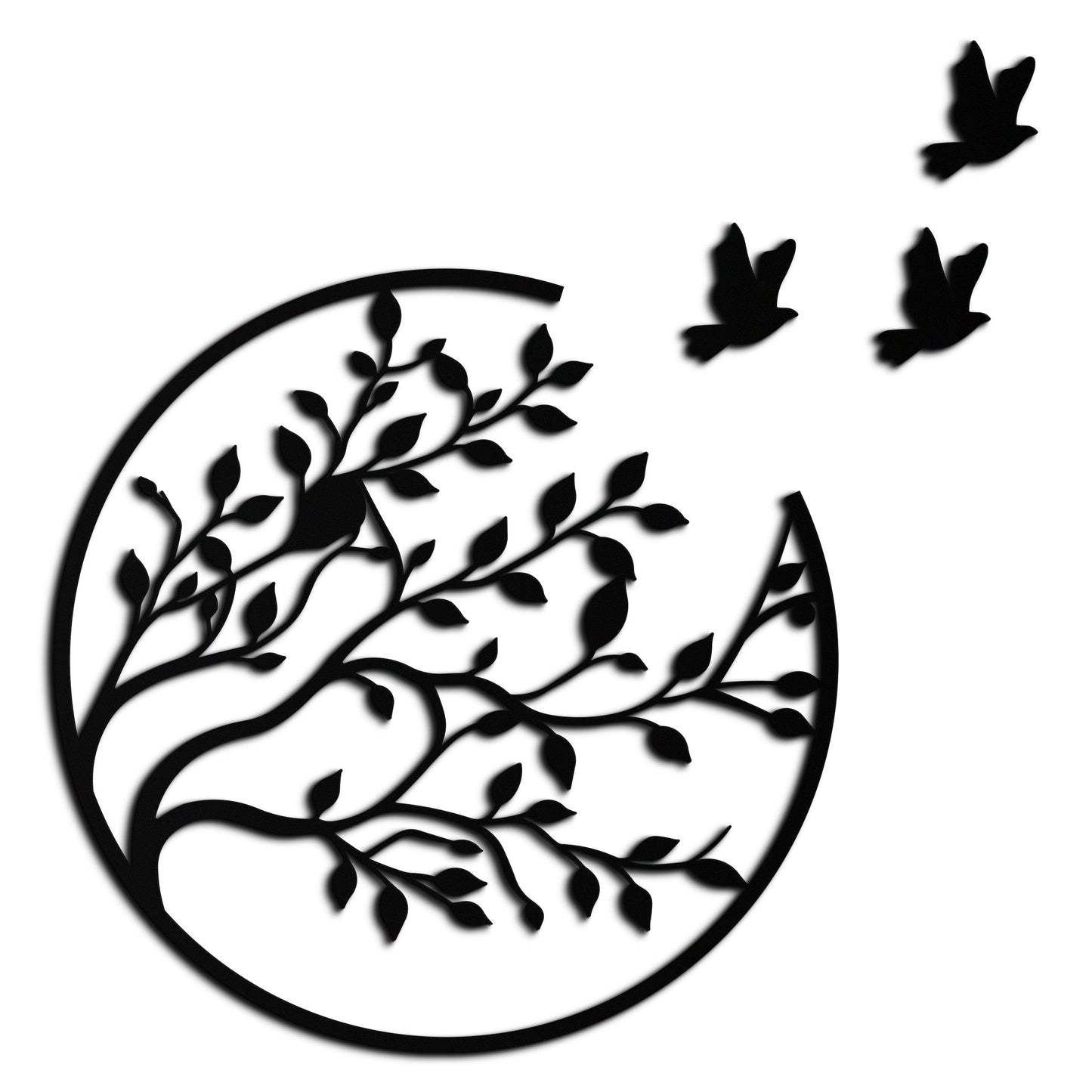 Flying Birds from Branch Metal Wall Art – Nature-Inspired Silhouette Steel Decor for Elegant Interiors- KAF343 - Tampa Home & Garden Store