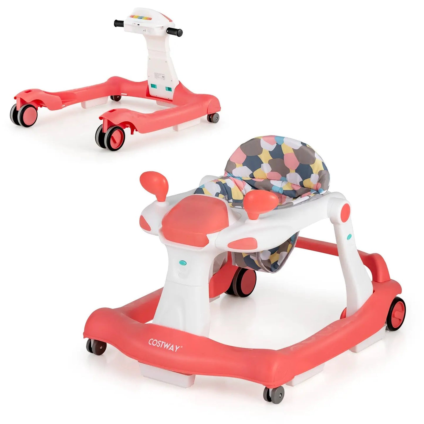 2-in-1 foldable activity push walker, pink Costway branding; 2nd pink ride-on toy on Tampa Home & Garden Store
