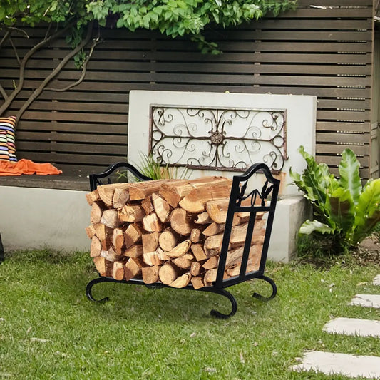 Foldable Firewood Log Rack Steel Wood Storage Holder - Tampa Home & Garden Store