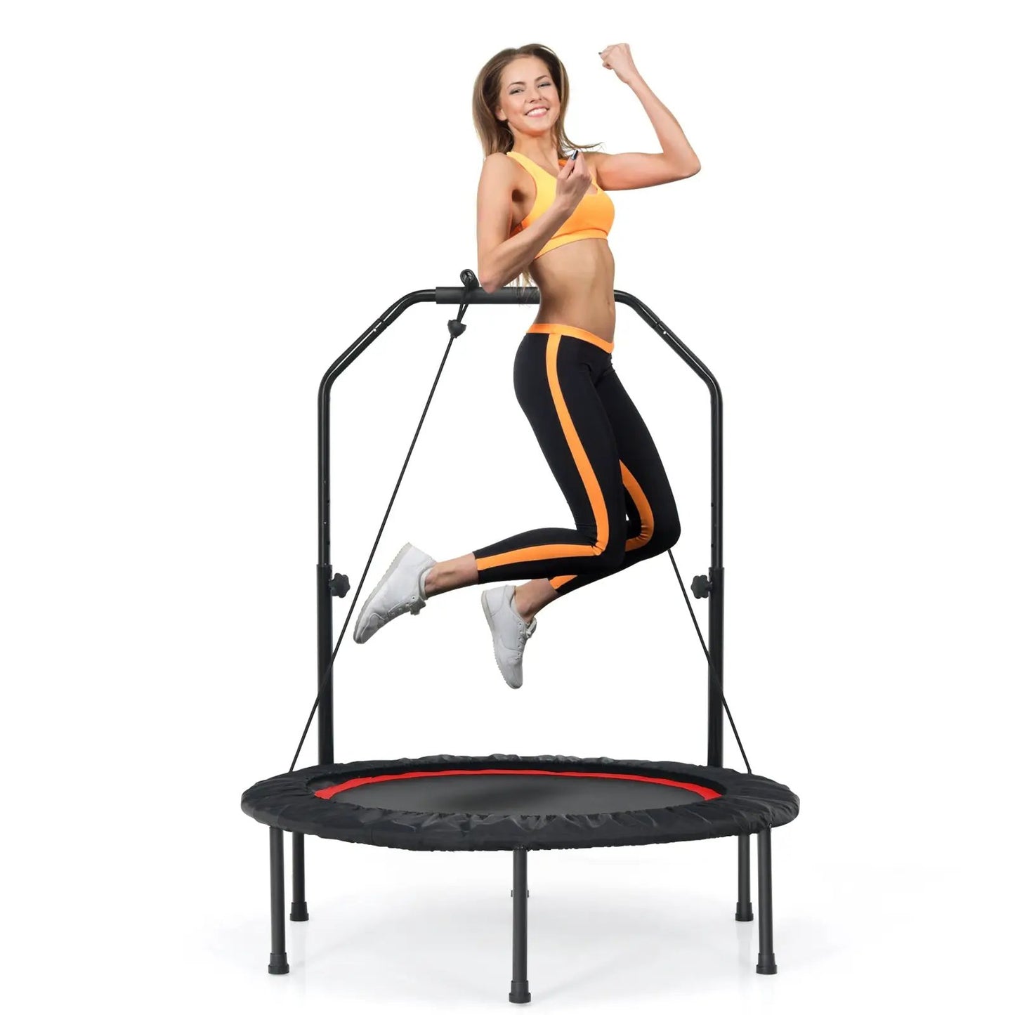 40 Inch Foldable Rebounder with Resistance Bands mini trampoline with safety handle DirectDeals on Tampa Home & Garden Store