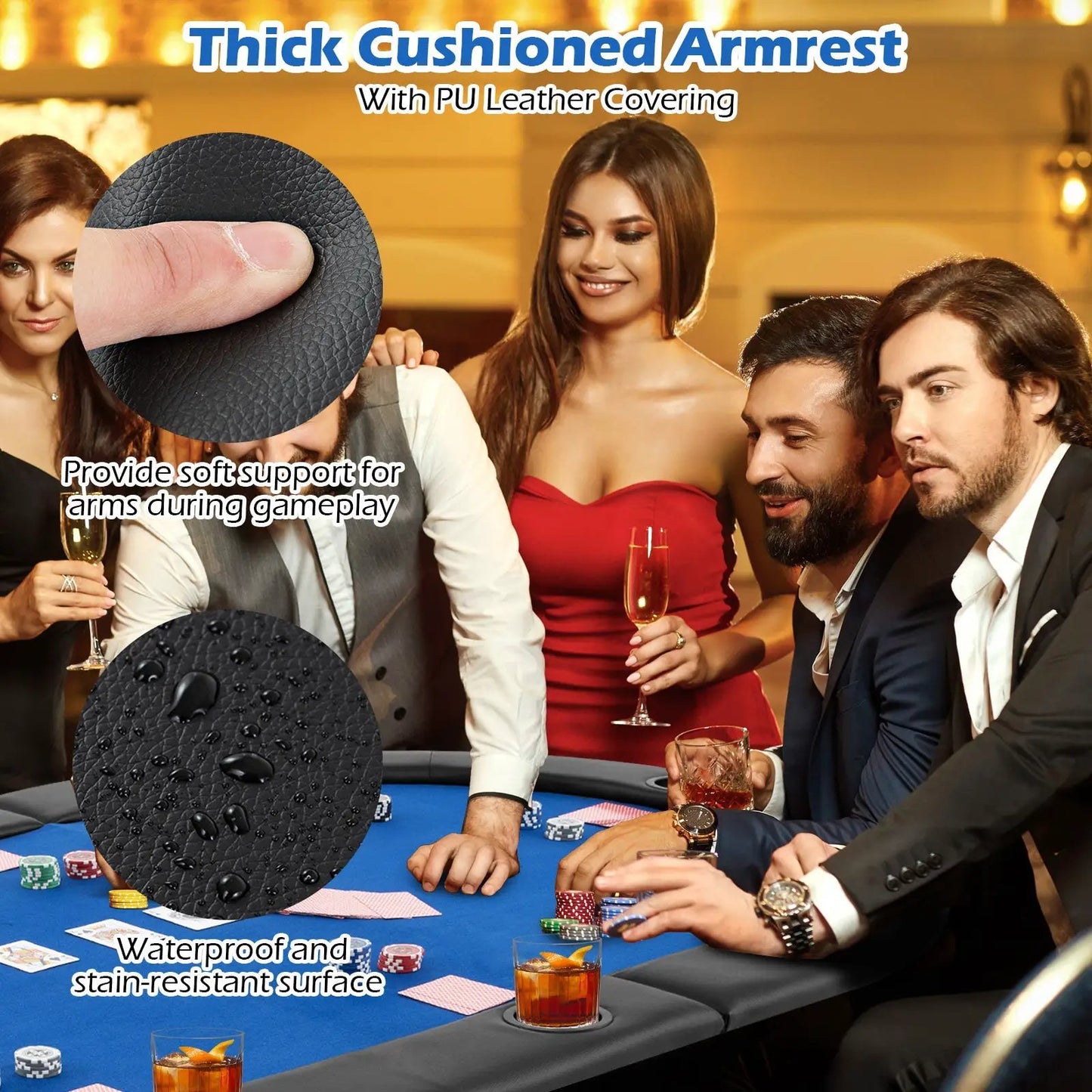Portable foldable poker table top for 10 players with felt surface and padded armrest on Tampa Home & Garden Store