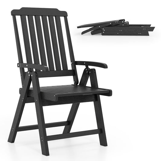Foldable Patio Chair All-Weather HDPE Outdoor Dining Chair with Armrest - Tampa Home & Garden Store