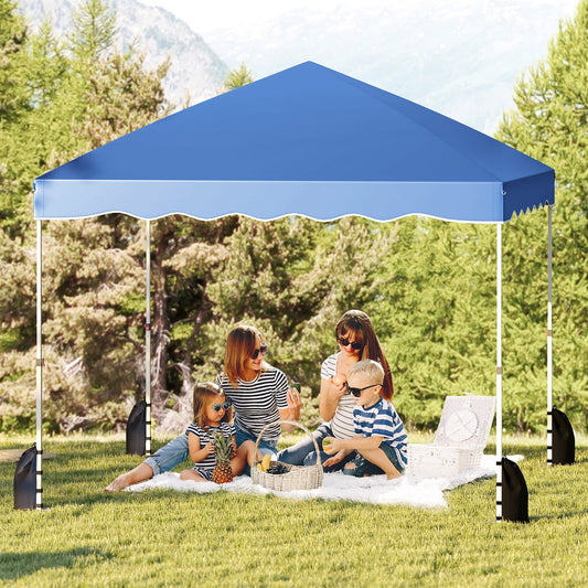 GemGear foldable 10x10 pop-up canopy tent blue with wheeled bag and scalloped valance on Tampa Home & Garden Store