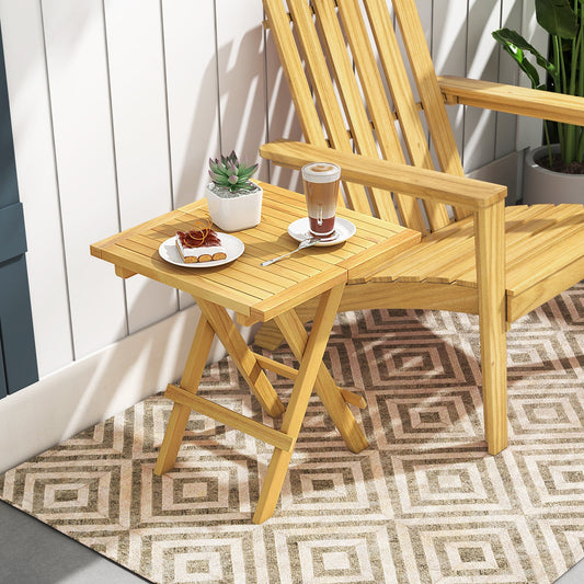 Teak Wood Square Coffee Table with X-shaped Legs and Slatted Tabletop - Tampa Home & Garden Store