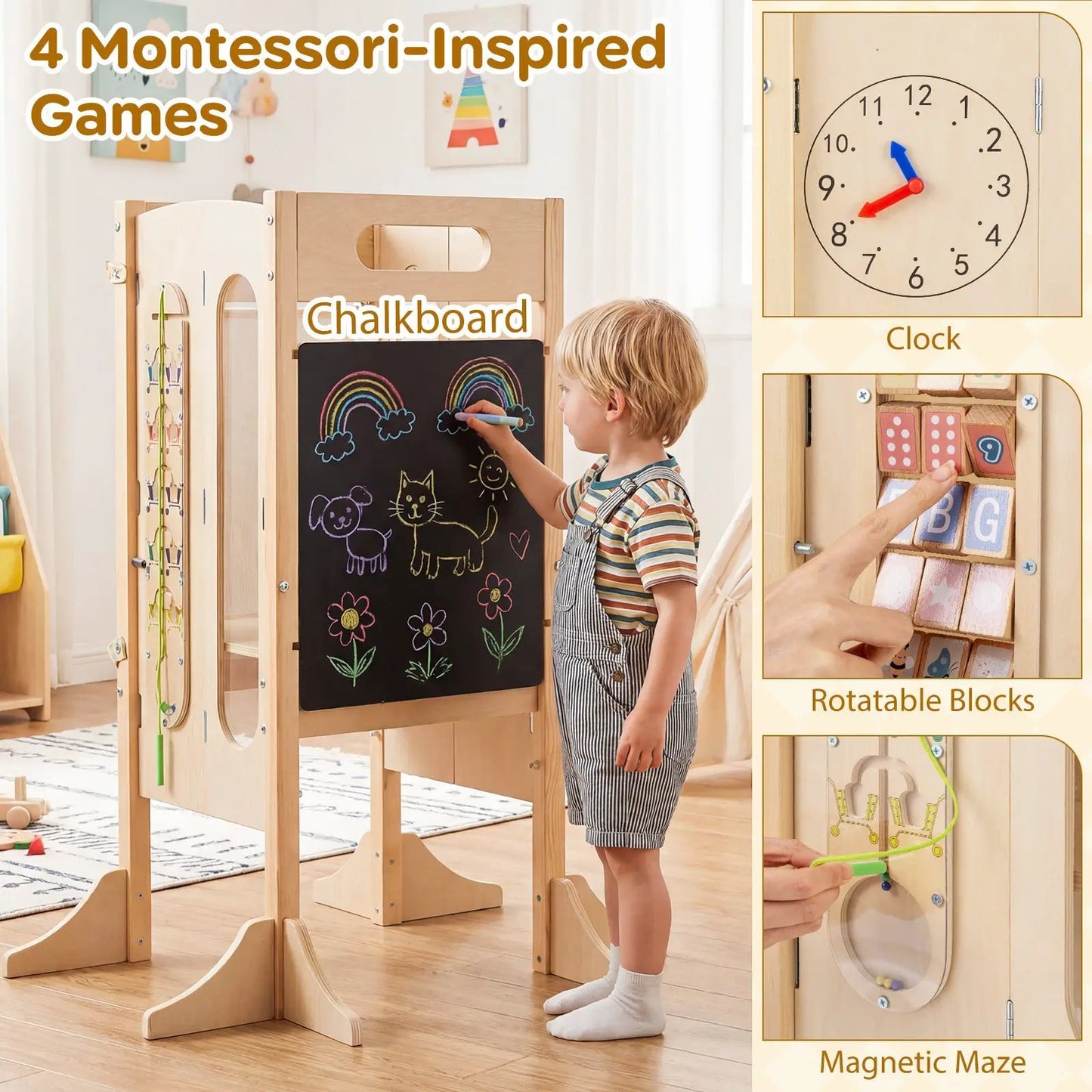 Foldable toddler tower with chalkboard and 2-step stool by DirectDeals on Tampa Home & Garden Store