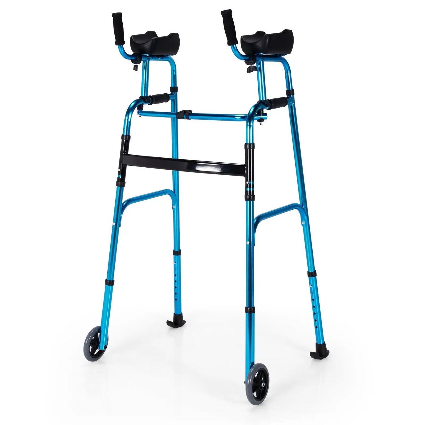 Folding adjustable walking frame with armrests, blue frame and wheels DirectDeals on Tampa Home & Garden Store