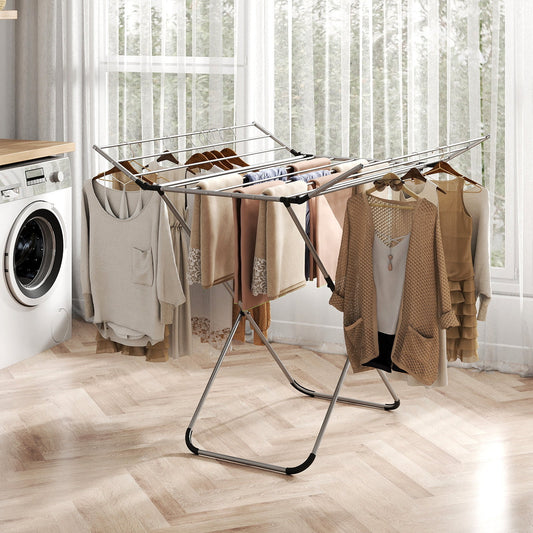 Folding Aluminum Clothes Drying Rack with 2 Side Wings - Tampa Home & Garden Store
