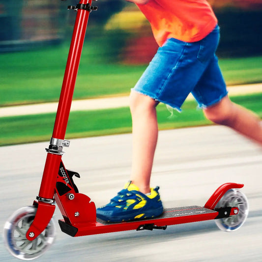 Folding aluminum kids scooter with LED lights red finish DirectDeals kick scooter on Tampa Home & Garden Store