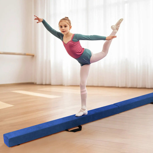 Folding balance beam with solid wood base, blue padded surface by DirectDeals on Tampa Home & Garden Store