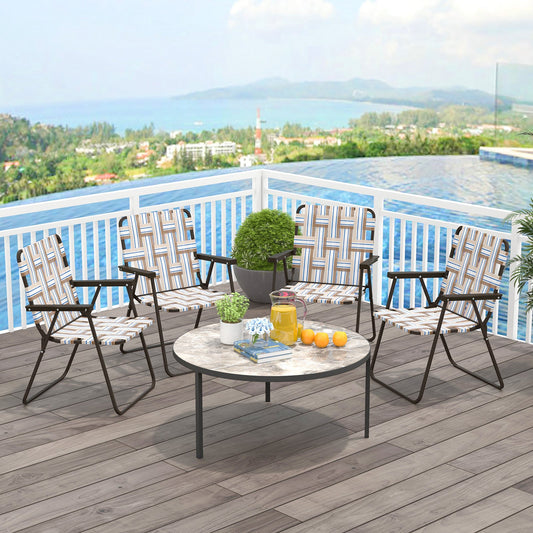 2 Pieces Folding Beach Chair Camping Lawn Webbing Chair-Cofee - Tampa Home & Garden Store