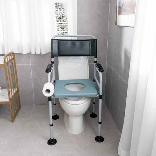 4-in-1 Folding Bedside Commode Chair with Detachable Bucket and Towel Holder - Tampa Home & Garden Store