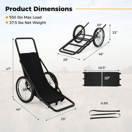 GemGear folding deer game cart with polyester liner for hunting 550 lbs max load black frame on Tampa Home & Garden Store