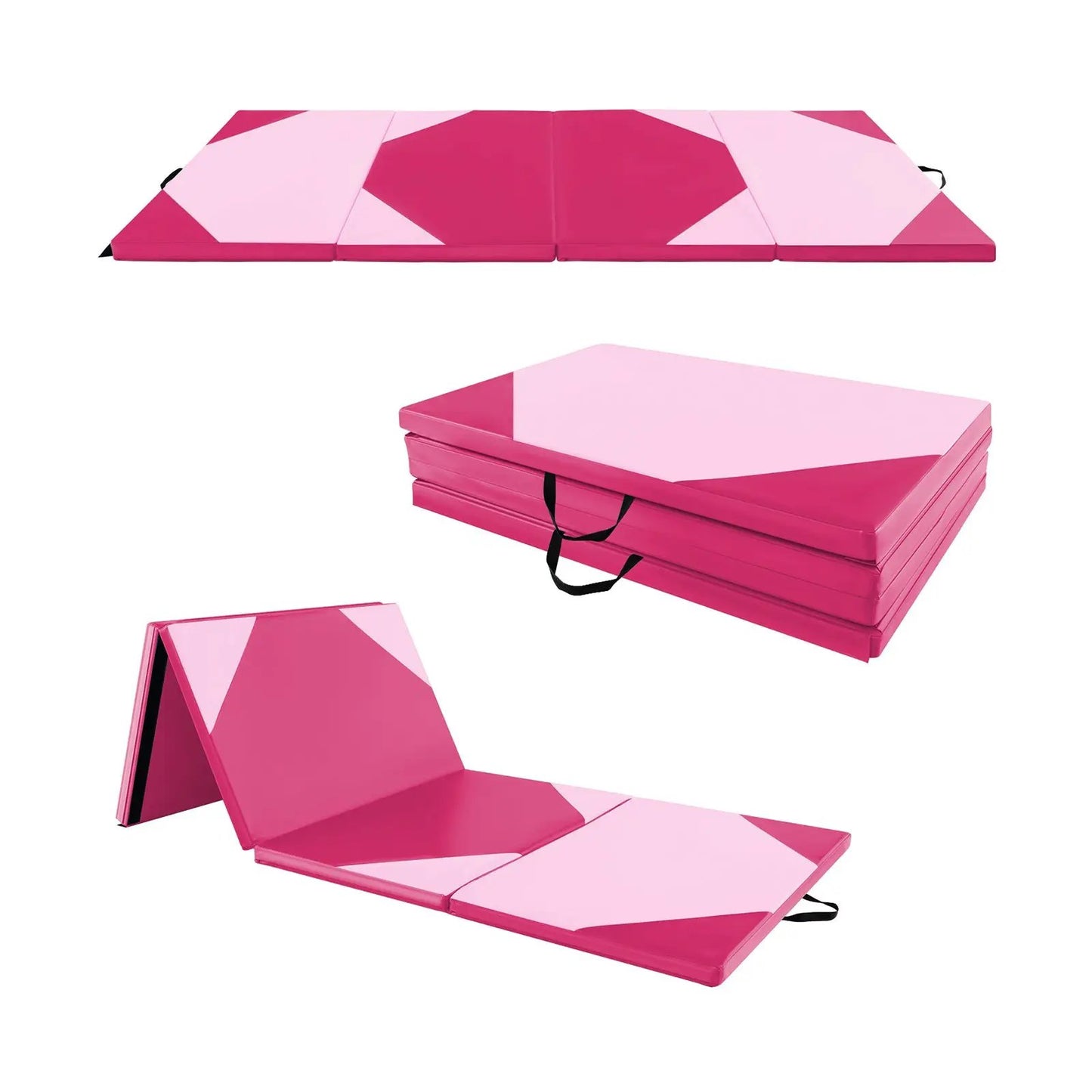 DirectDeals pink folding gym mat with hook and loop fasteners, 3-panel geometric design on Tampa Home & Garden Store
