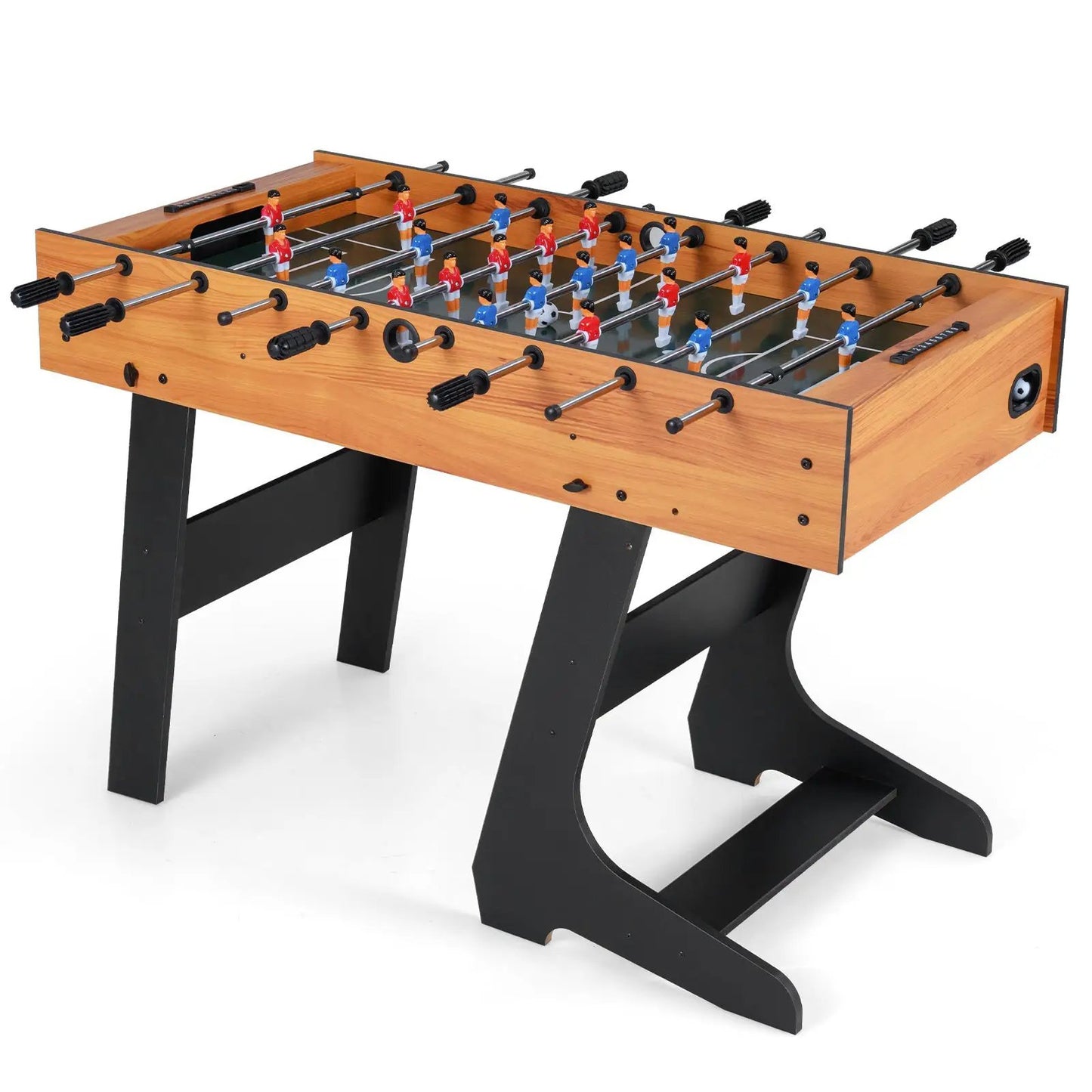 Folding foosball table with 22 players, wood finish and black legs on Tampa Home & Garden Store