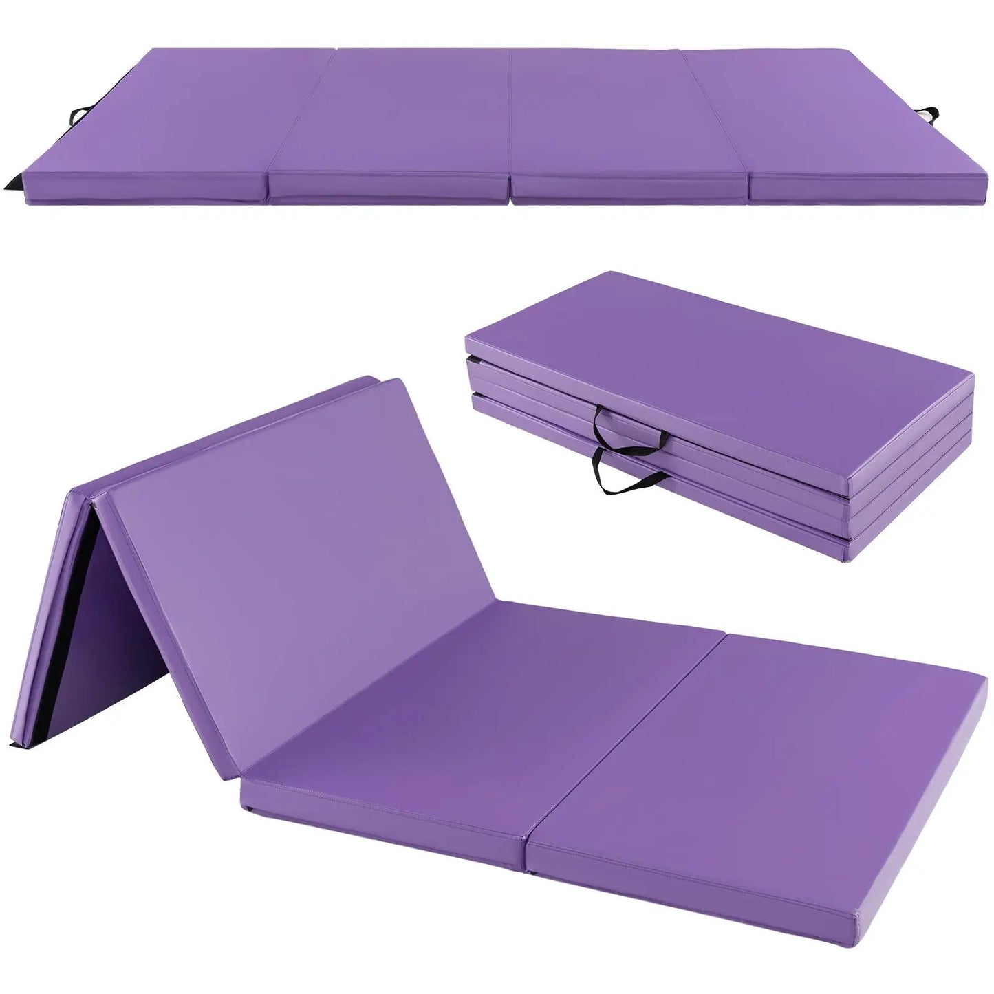 DirectDeals purple folding gymnastics mat, three-panel with carry handles on Tampa Home & Garden Store