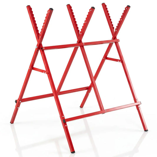 DirectDeals folding log saw horse with anti-slip design red steel frame 220 lbs capacity on Tampa Home & Garden Store