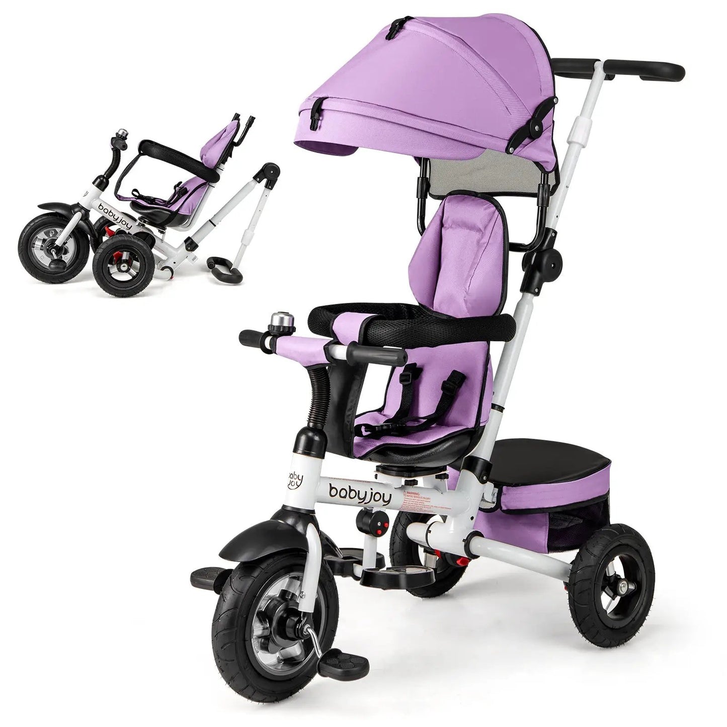 Folding tricycle stroller with reversible seat in purple by DirectDeals babyjoy on Tampa Home & Garden Store