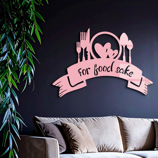 For Food Sake metal wall art pink utensils heart motif with forks spoons Enova Art on Tampa Home & Garden Store