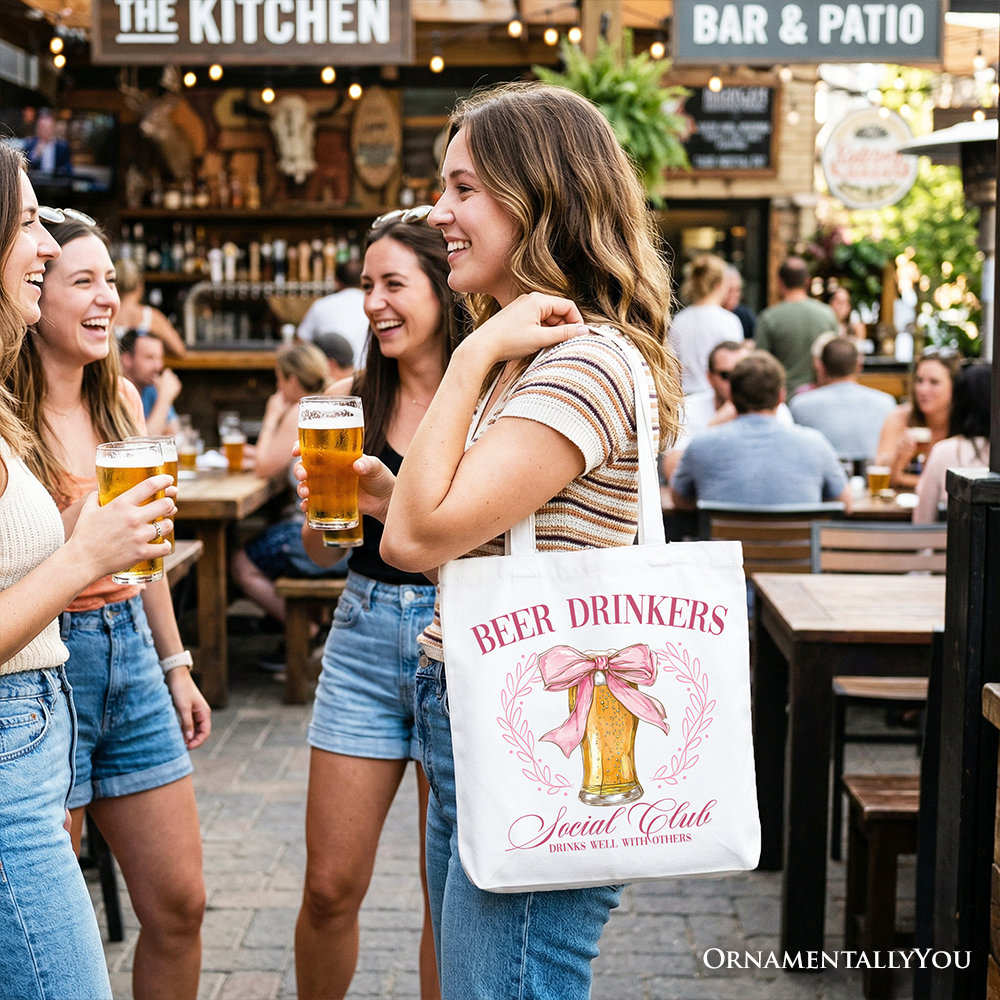 Beer Drinkers Social Club Tote Bag and Bow