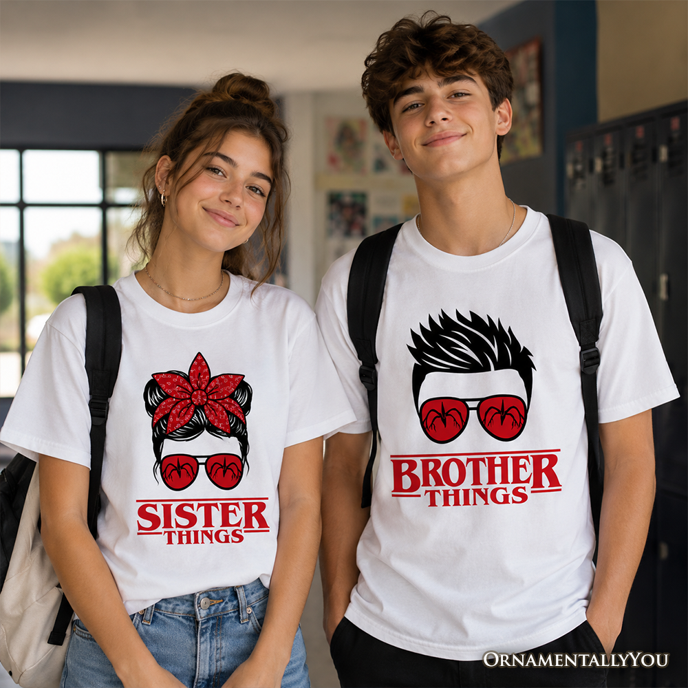 Red Glasses Brother Retro Cotton Tee and Kids