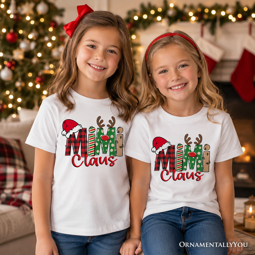Retro Mimi Claus and Kids Christmas Shirt