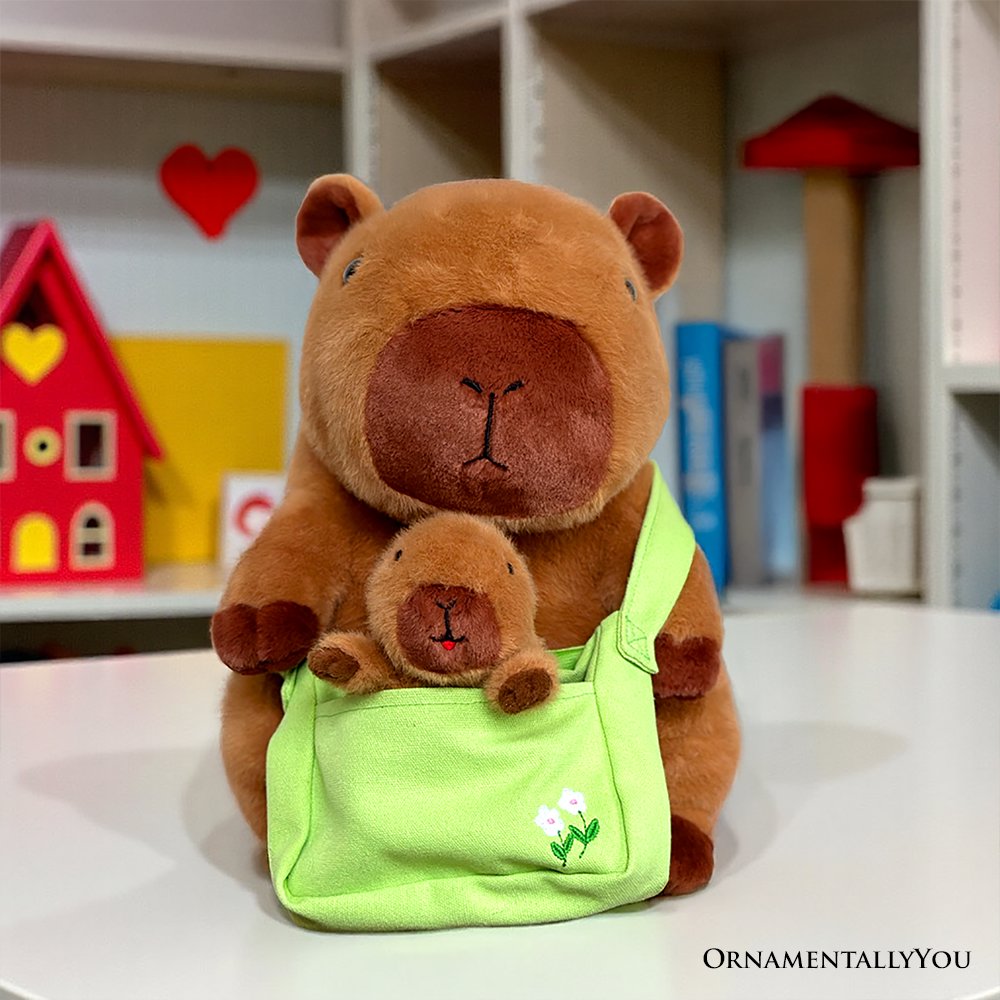 Coco la capibara y su bebé de peluche, adorable peluche de 30 cm, regalo para niños.
