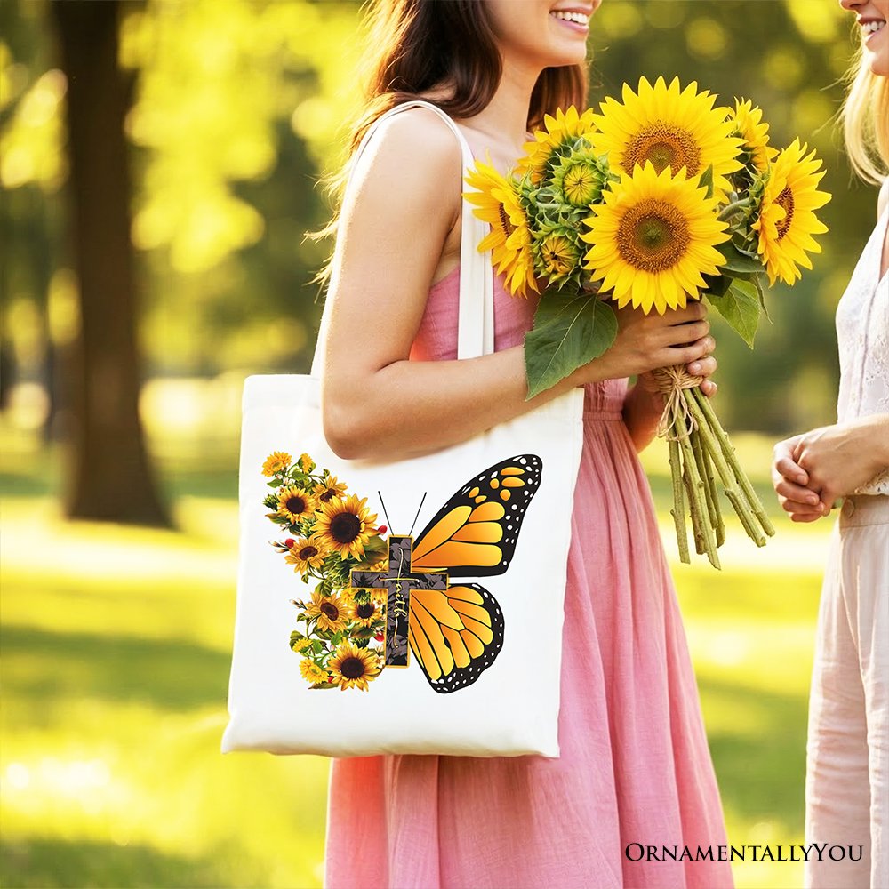 Faith Cross Butterfly Canvas Tote Bag and Gifts