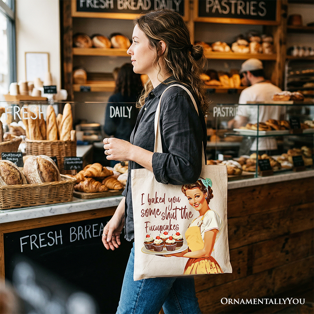 Funny Retro Tote Bag and Shut the Fucupcakes