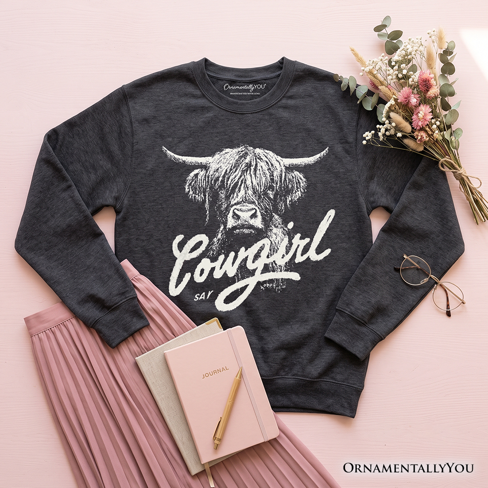 Highland Cow Vintage Cowgirl Sweatshirt for Women