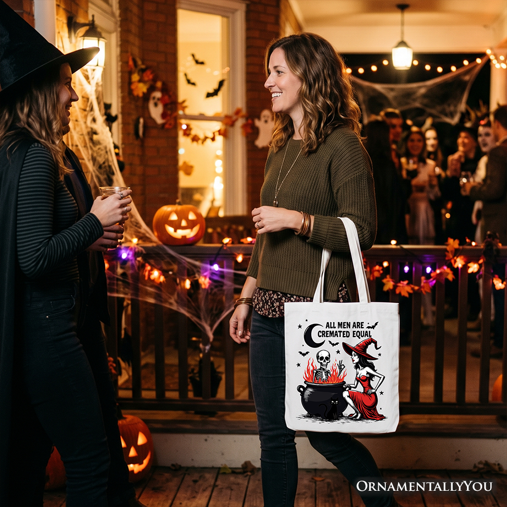 All Men Are Cremated Equal Halloween Tote Bag