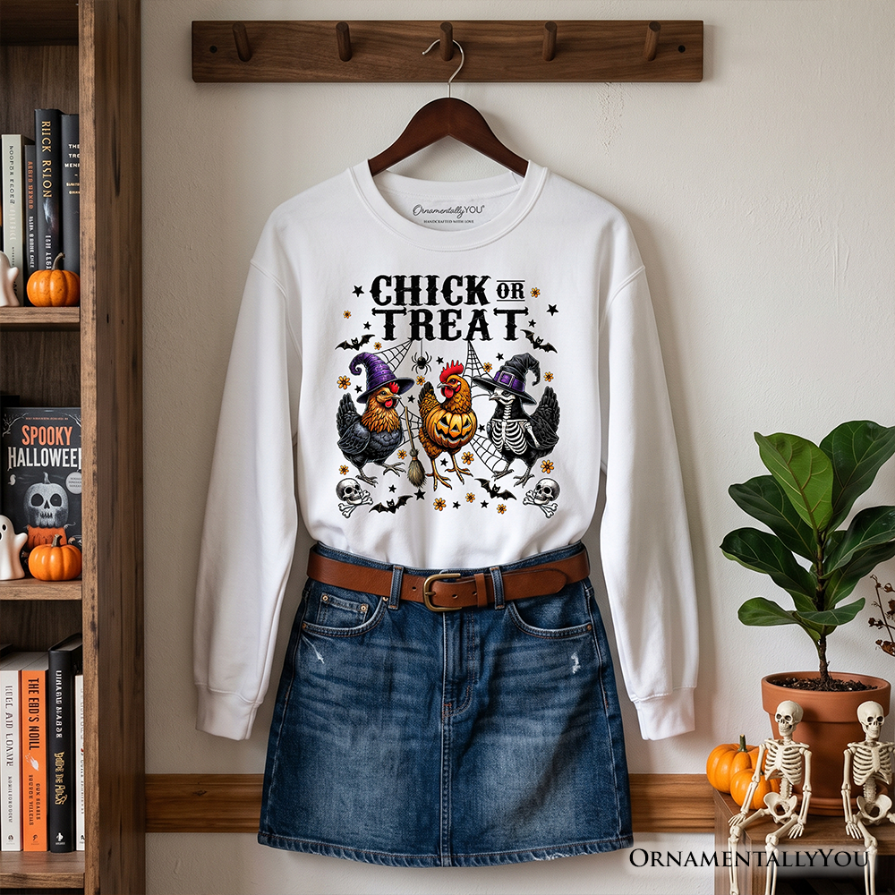 Chick or Treat Chicken Sweatshirt Funny Halloween