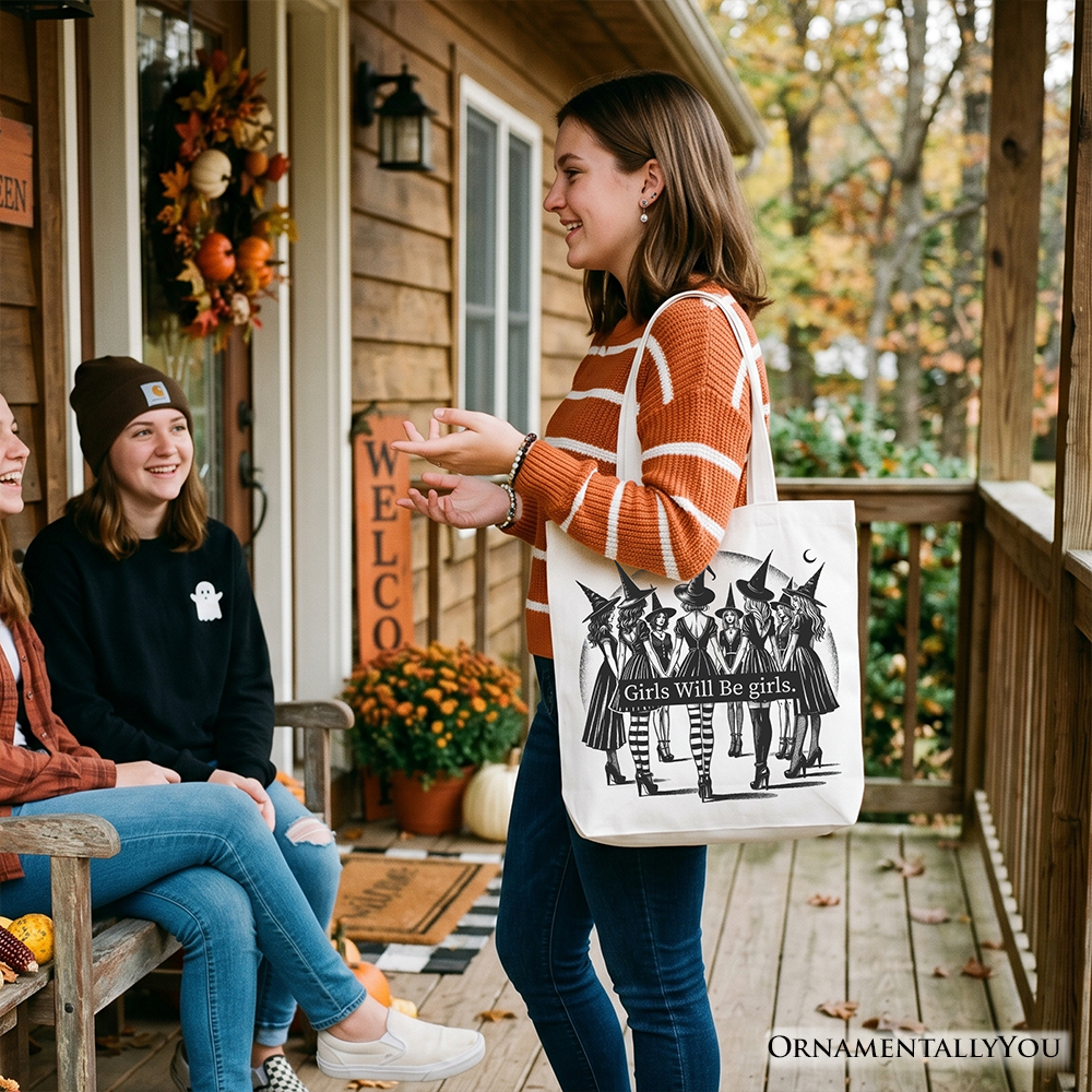 Girls Will Be Girls and Witchy Halloween Tote Bag