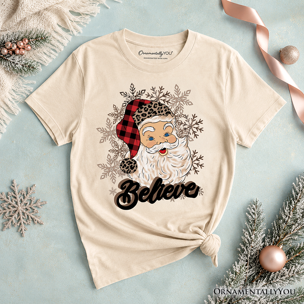 Retro Kids And Santa Buffalo Plaid Tee Shirt