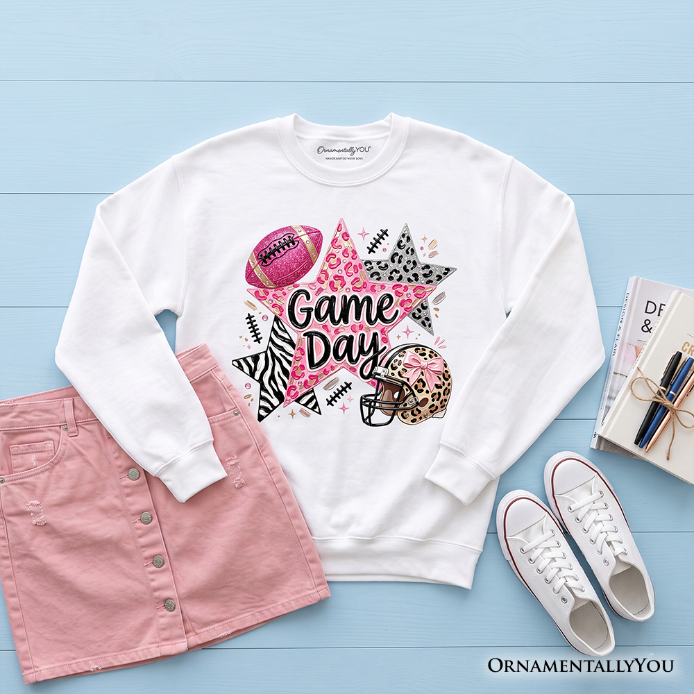 Pink Leopard Stars Football Game Day Sweater