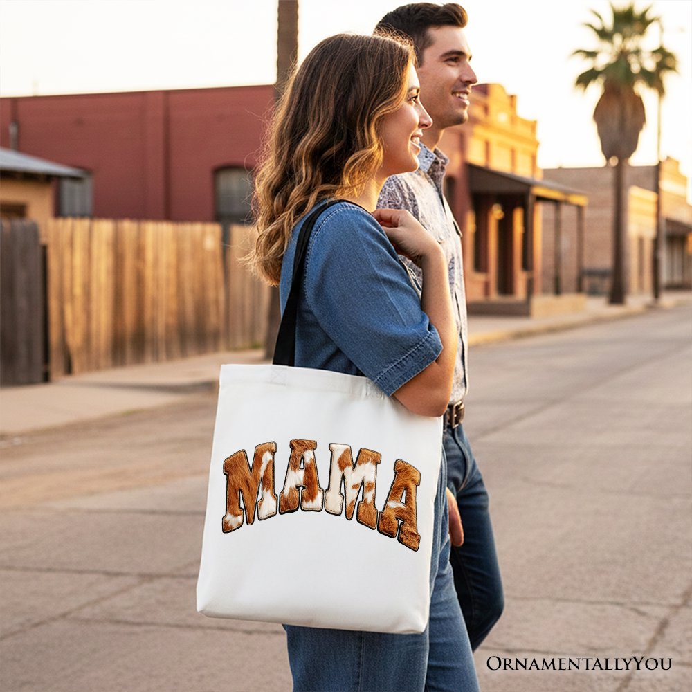 Cow Print Mama Western Tote Bag and Mom Gift