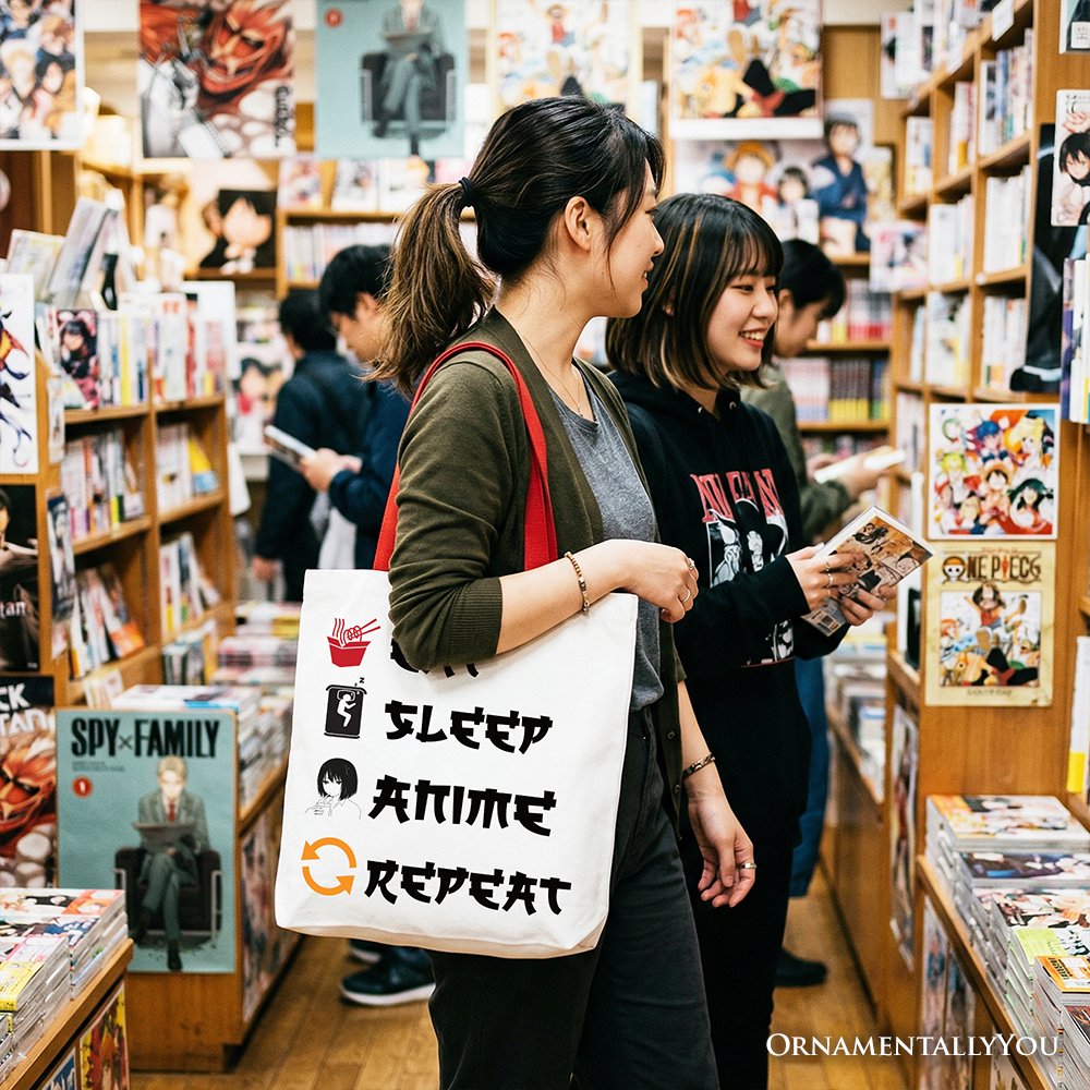 Eat Sleep Anime Repeat Tote Bag and Fun Gift