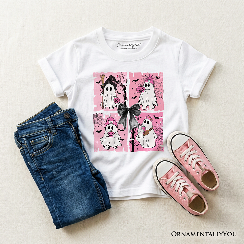 Pink Halloween Ghost Tee And Shirt For Kids