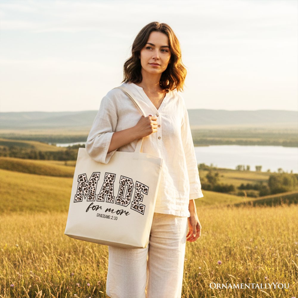 Christian Canvas Tote Bag with a Leopard Print