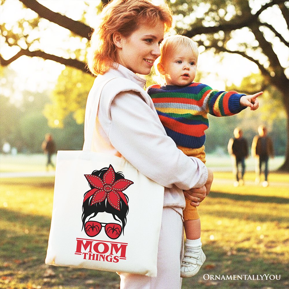 Mom Messy Bun Retro Canvas Tote Bag and Gift