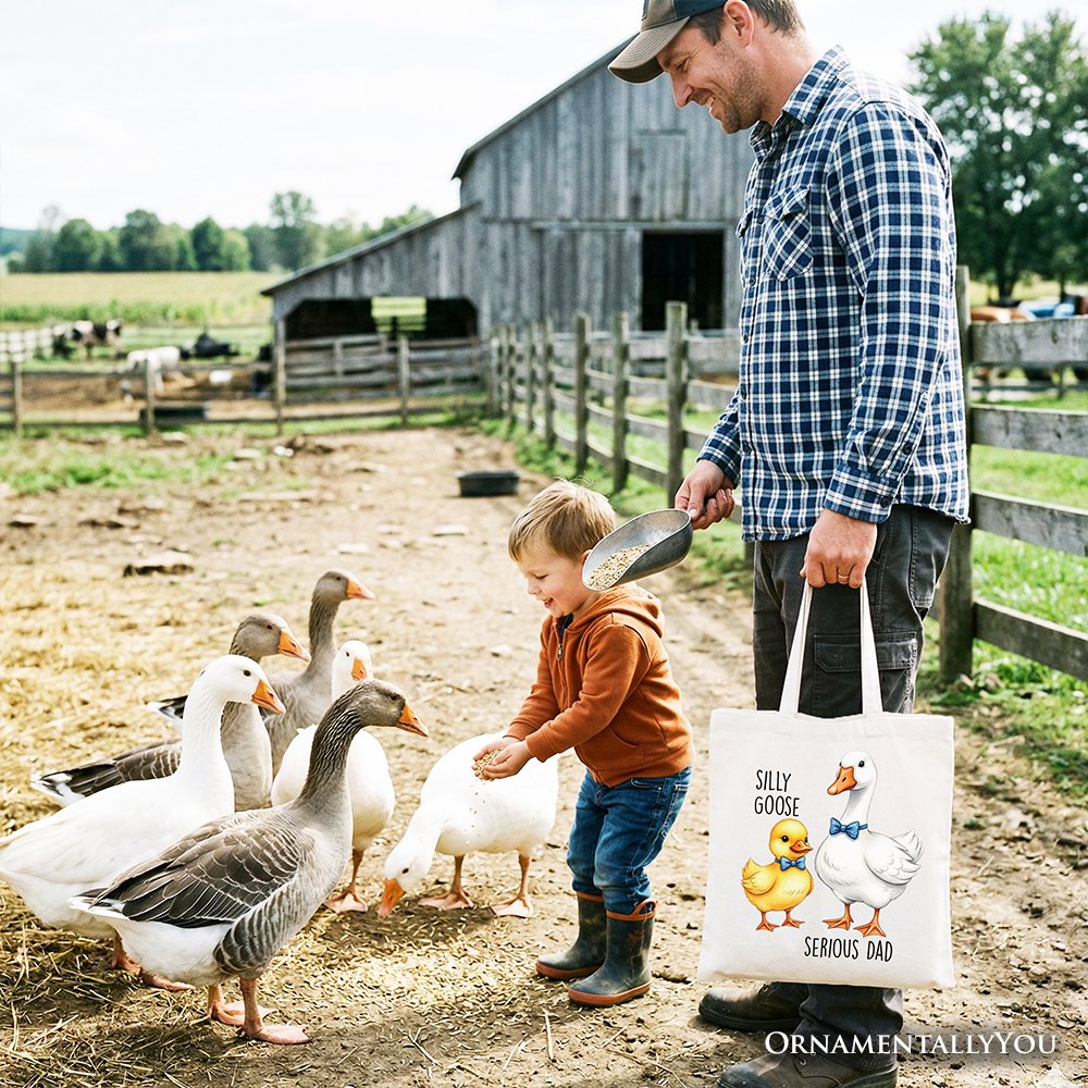 Silly Goose and Serious Tie Dad Canvas Tote Bag