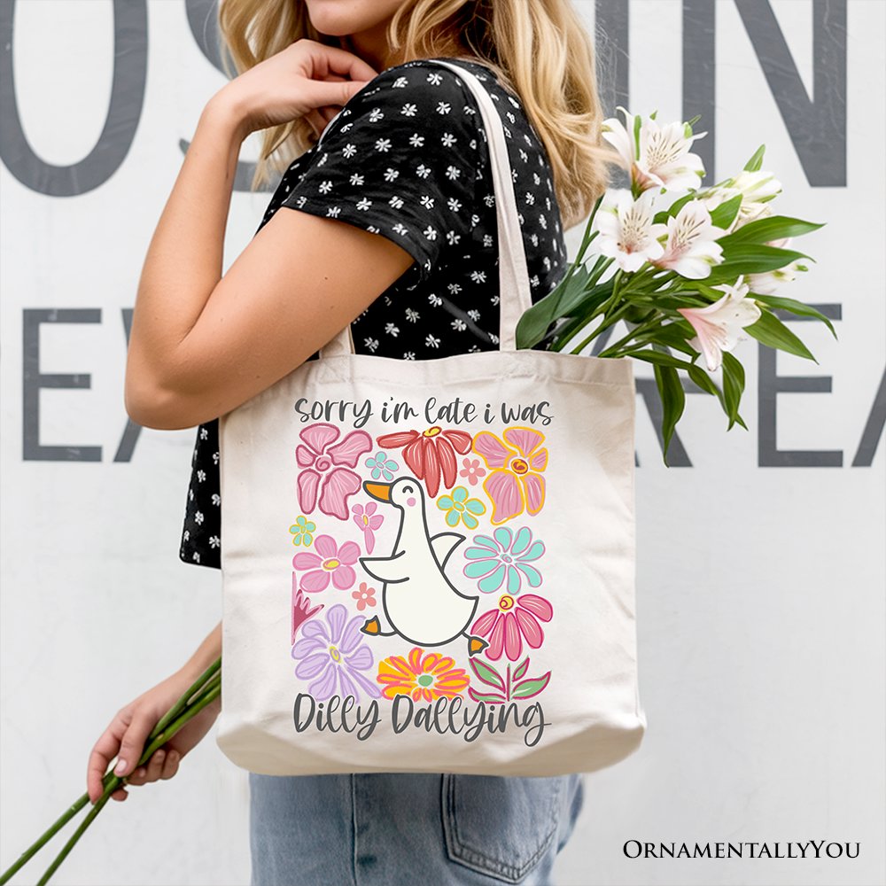 Dilly Dallying Goose Canvas Tote Bag and Gift