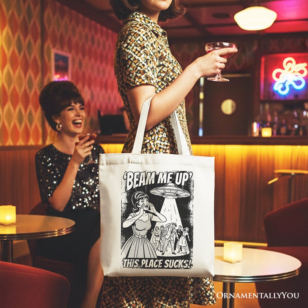 Retro Ufo Meme This Place Sucks Tote Bag